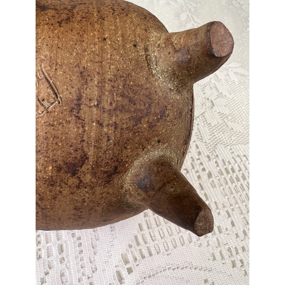 Vintage Signed Studio Pottery Piggy Bank Dorothy Beach Cork Stopper Folk Art - Picture 6 of 16